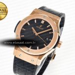 Hublot Classic Fusion 42mm RG JJF 1:1 Best Edition Black Dial on Black Gummy Leather Strapa