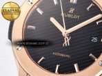 Hublot Classic Fusion 42mm RG JJF 1:1 Best Edition Black Dial on Black Gummy Leather Strapa - Görsel 10