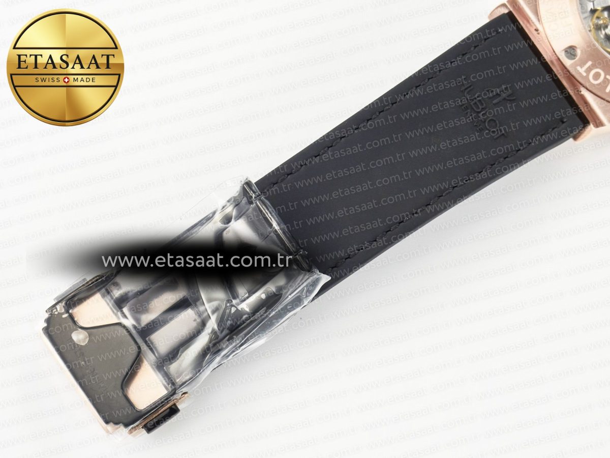 Hublot Classic Fusion 42mm RG JJF 1:1 Best Edition Black Dial on Black Gummy Leather Strapa - Görsel 23