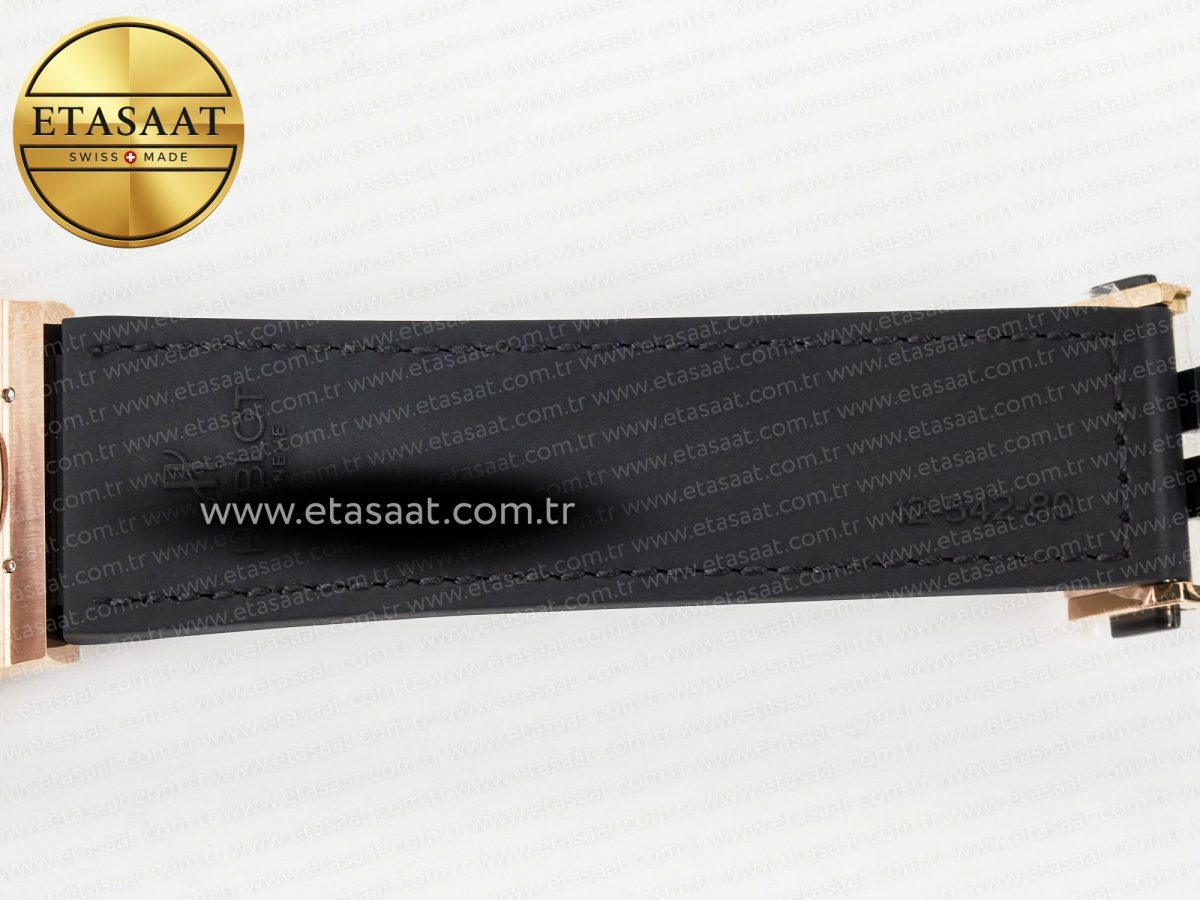 Hublot Classic Fusion 42mm RG JJF 1:1 Best Edition Black Dial on Black Gummy Leather Strapa - Görsel 24