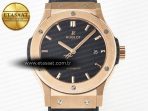 Hublot Classic Fusion 42mm RG JJF 1:1 Best Edition Black Dial on Black Gummy Leather Strapa - Görsel 4