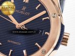 Hublot Classic Fusion 42mm RG JJF 1:1 Best Edition Blue Dial on Blue Gummy Leather Strap - Görsel 12