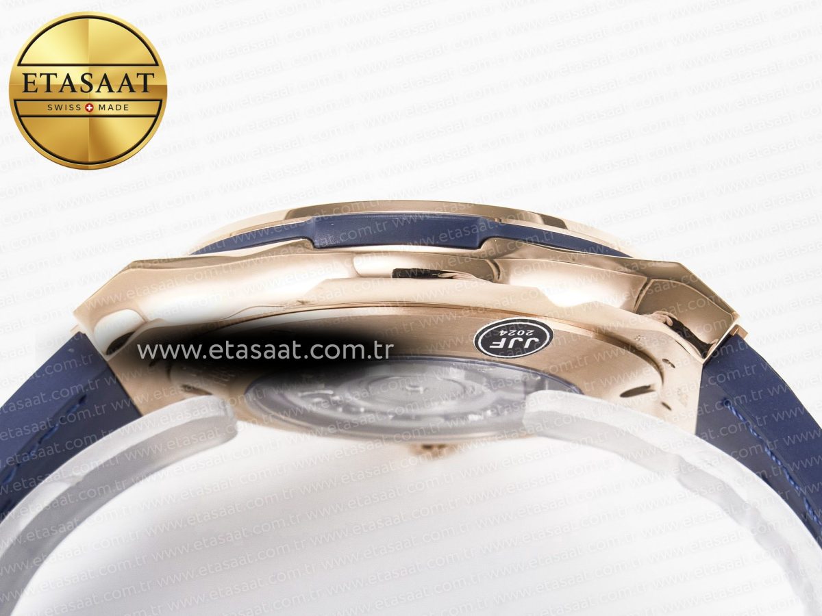Hublot Classic Fusion 42mm RG JJF 1:1 Best Edition Blue Dial on Blue Gummy Leather Strap - Görsel 14