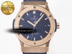 Hublot Classic Fusion 42mm RG JJF 1:1 Best Edition Blue Dial on Blue Gummy Leather Strap - Görsel 4