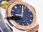 Hublot Classic Fusion 42mm RG JJF 1:1 Best Edition Blue Dial on Blue Gummy Leather Strap - Görsel 5