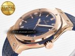 Hublot Classic Fusion 42mm RG JJF 1:1 Best Edition Blue Dial on Blue Gummy Leather Strap - Görsel 6