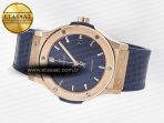 Hublot Classic Fusion 42mm RG JJF 1:1 Best Edition Blue Dial on Blue Gummy Leather Strap - Görsel 9