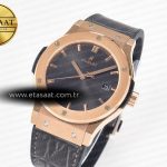 Hublot Classic Fusion 42mm RG JJF 1:1 Best Edition Gray Dial on Black Gummy Leather Strap