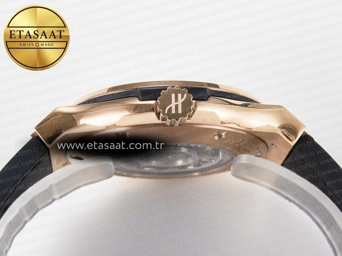 Hublot Classic Fusion 42mm RG JJF 1:1 Best Edition Gray Dial on Black Gummy Leather Strap - Görsel 15