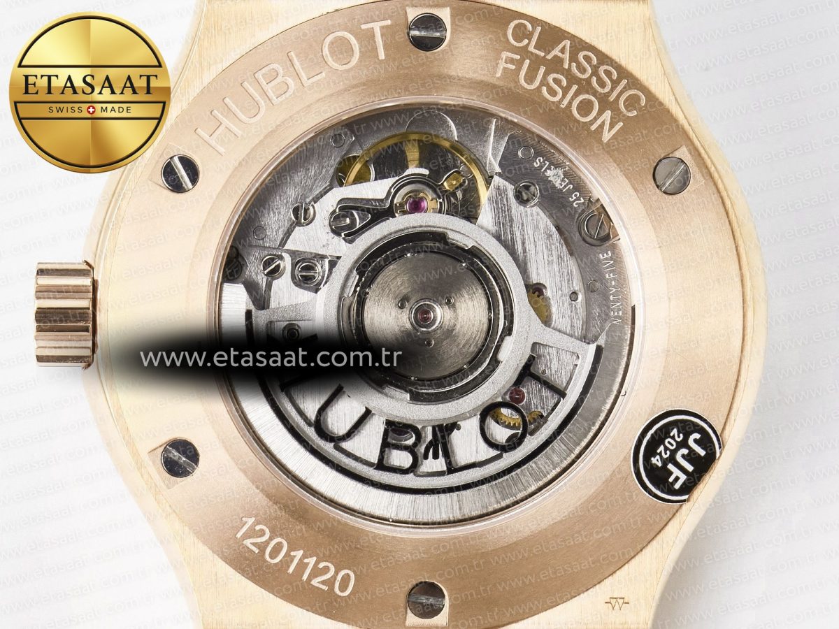 Hublot Classic Fusion 42mm RG JJF 1:1 Best Edition Gray Dial on Black Gummy Leather Strap - Görsel 18