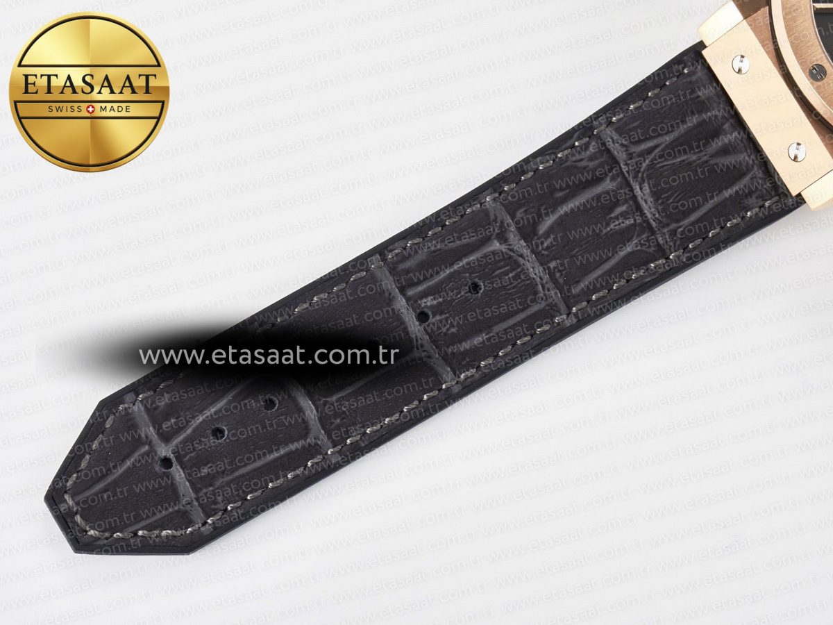 Hublot Classic Fusion 42mm RG JJF 1:1 Best Edition Gray Dial on Black Gummy Leather Strap - Görsel 21