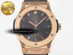 Hublot Classic Fusion 42mm RG JJF 1:1 Best Edition Gray Dial on Black Gummy Leather Strap - Görsel 4