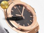 Hublot Classic Fusion 42mm RG JJF 1:1 Best Edition Gray Dial on Black Gummy Leather Strap - Görsel 5