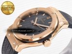 Hublot Classic Fusion 42mm RG JJF 1:1 Best Edition Gray Dial on Black Gummy Leather Strap - Görsel 6