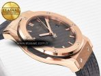 Hublot Classic Fusion 42mm RG JJF 1:1 Best Edition Gray Dial on Black Gummy Leather Strap - Görsel 7