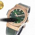 Hublot Classic Fusion 42mm RG JJF 1:1 Best Edition Green Dial on Green Gummy Leather Strap