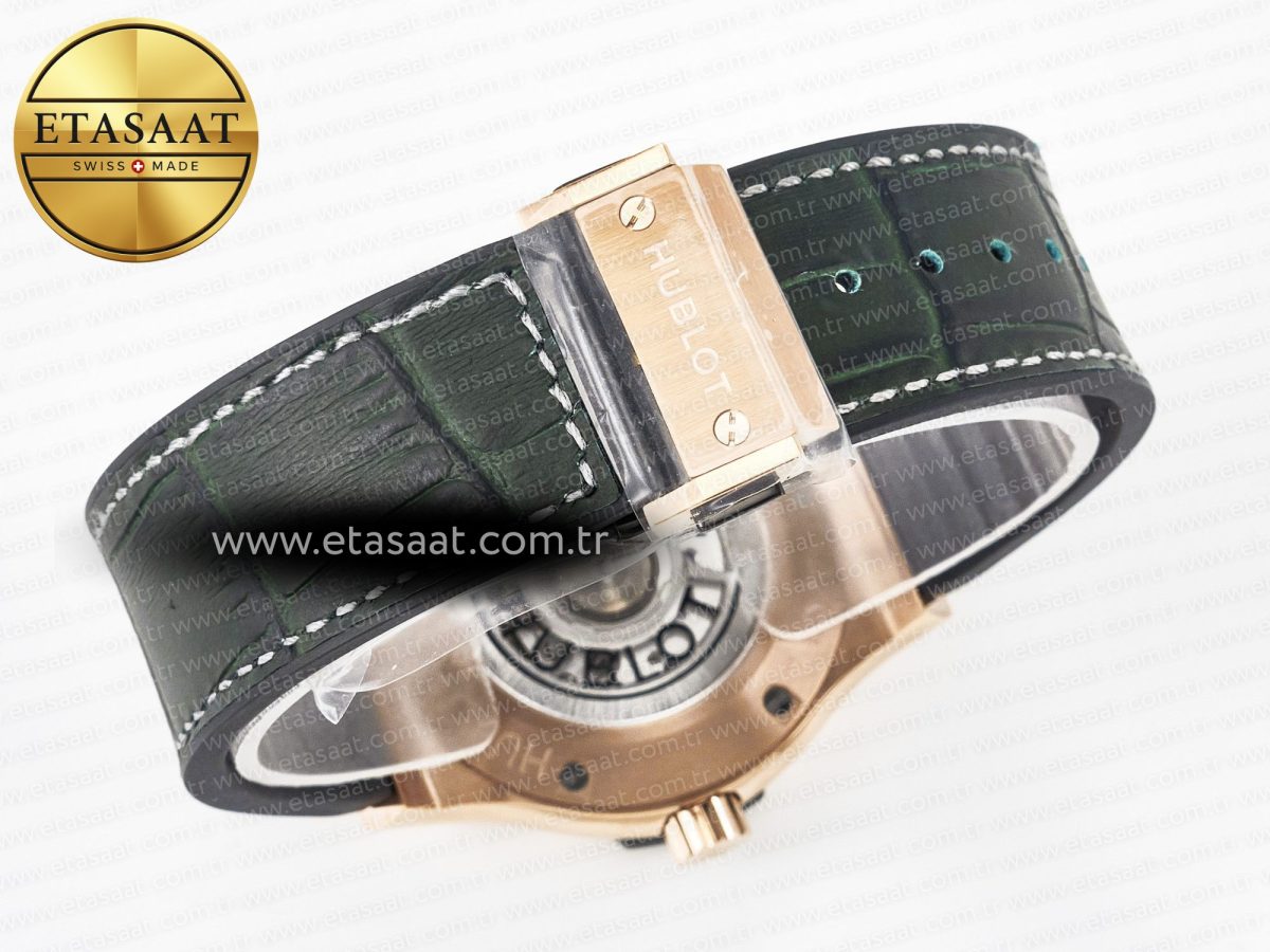 Hublot Classic Fusion 42mm RG JJF 1:1 Best Edition Green Dial on Green Gummy Leather Strap - Görsel 16