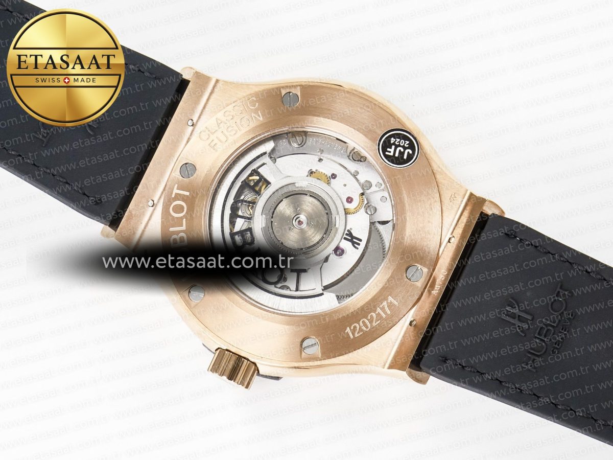 Hublot Classic Fusion 42mm RG JJF 1:1 Best Edition Green Dial on Green Gummy Leather Strap - Görsel 17