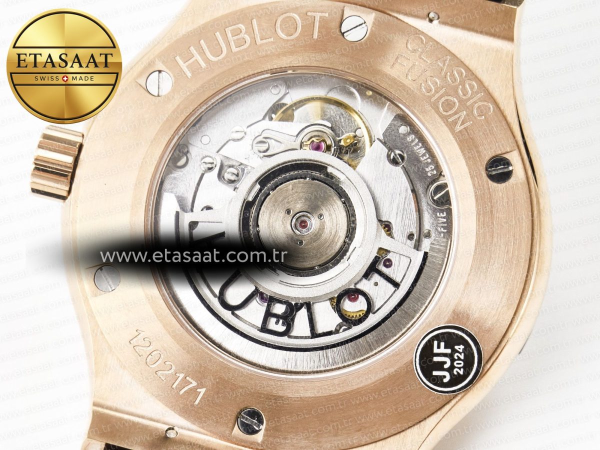 Hublot Classic Fusion 42mm RG JJF 1:1 Best Edition Green Dial on Green Gummy Leather Strap - Görsel 18