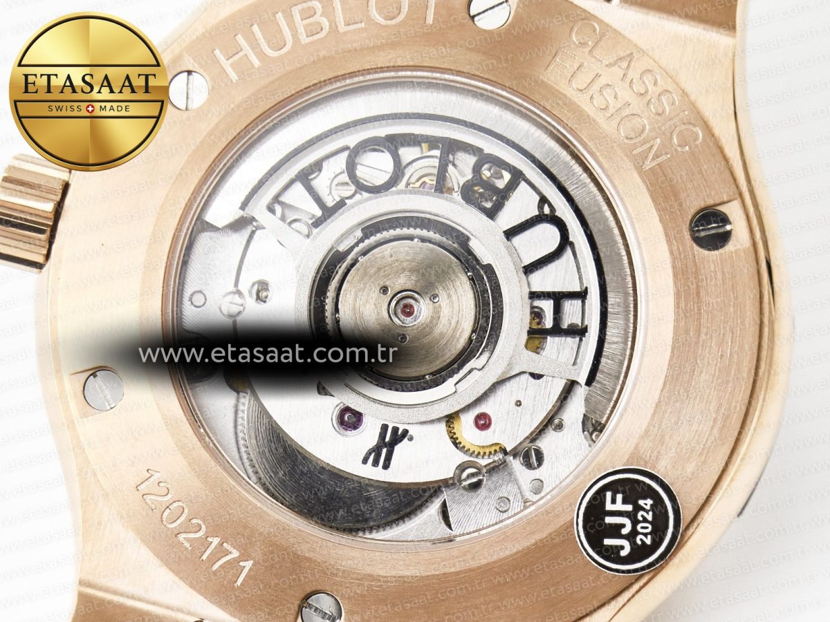 Hublot Classic Fusion 42mm RG JJF 1:1 Best Edition Green Dial on Green Gummy Leather Strap - Görsel 19