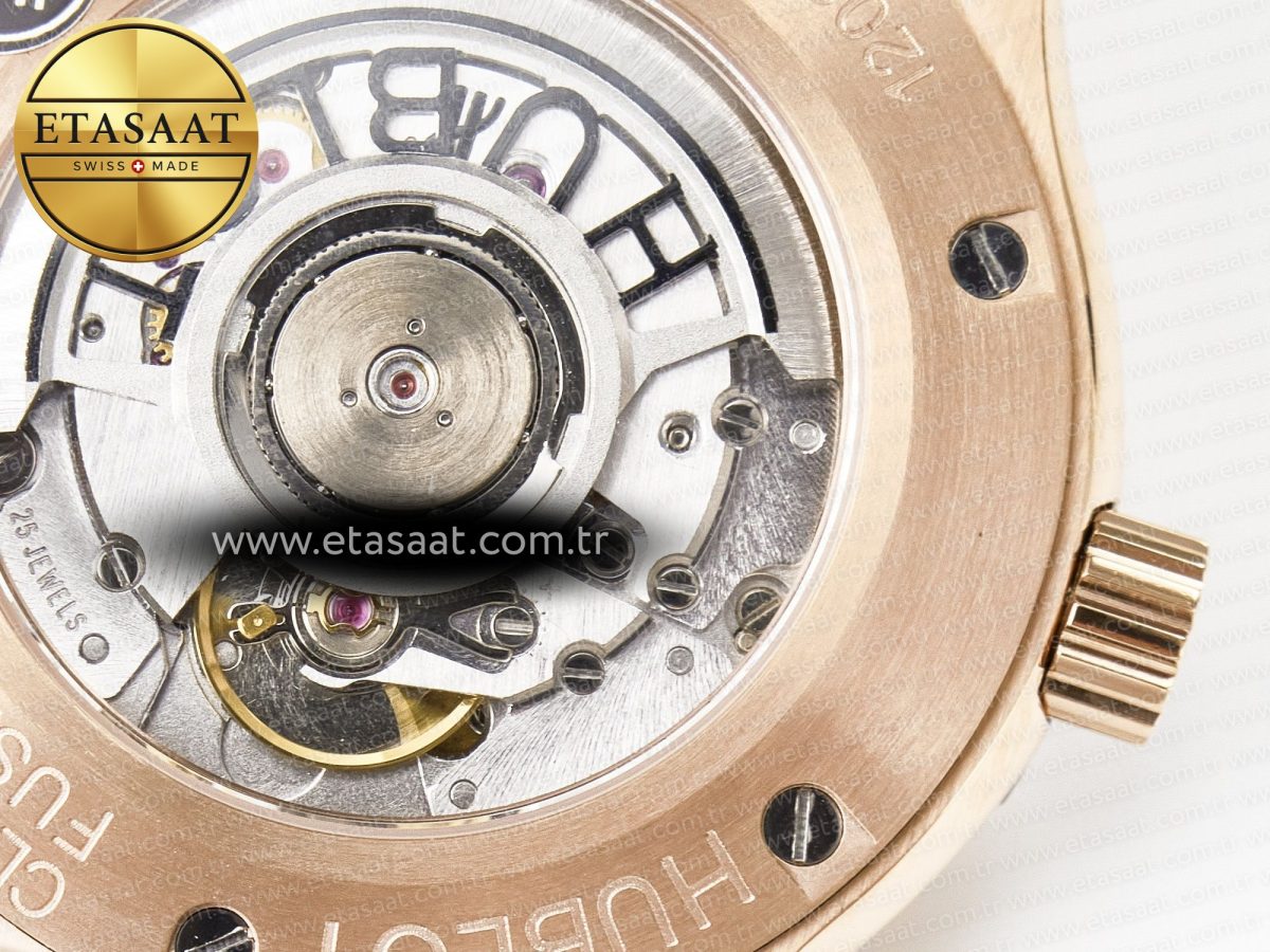Hublot Classic Fusion 42mm RG JJF 1:1 Best Edition Green Dial on Green Gummy Leather Strap - Görsel 20
