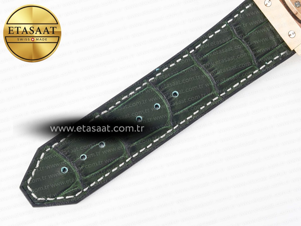 Hublot Classic Fusion 42mm RG JJF 1:1 Best Edition Green Dial on Green Gummy Leather Strap - Görsel 21