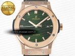 Hublot Classic Fusion 42mm RG JJF 1:1 Best Edition Green Dial on Green Gummy Leather Strap - Görsel 4