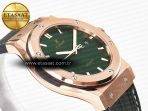Hublot Classic Fusion 42mm RG JJF 1:1 Best Edition Green Dial on Green Gummy Leather Strap - Görsel 7