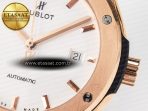 Hublot Classic Fusion 42mm RG JJF 1:1 Best Edition White Dial on Black Gummy Leather Strap - Görsel 12