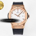 Hublot Classic Fusion 42mm RG JJF Beyaz Kadran Siyah Deri Eta Saat - Görsel 3 - 1:1 Süper Klon Saat