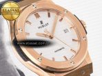 Hublot Classic Fusion 42mm RG JJF 1:1 Best Edition White Dial on Black Gummy Leather Strap - Görsel 5