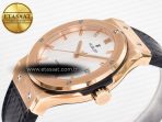 Hublot Classic Fusion 42mm RG JJF 1:1 Best Edition White Dial on Black Gummy Leather Strap - Görsel 6