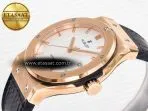 Hublot Classic Fusion 42mm RG JJF 1:1 Best Edition White Dial on Black Gummy Leather Strap - Görsel 6