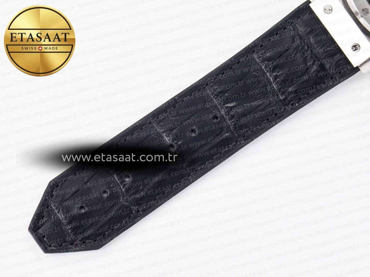 Hublot Classic Fusion 42mm SS JJF 1:1 Best Edition Black Dial on Black Gummy Leather Strap - Görsel 21