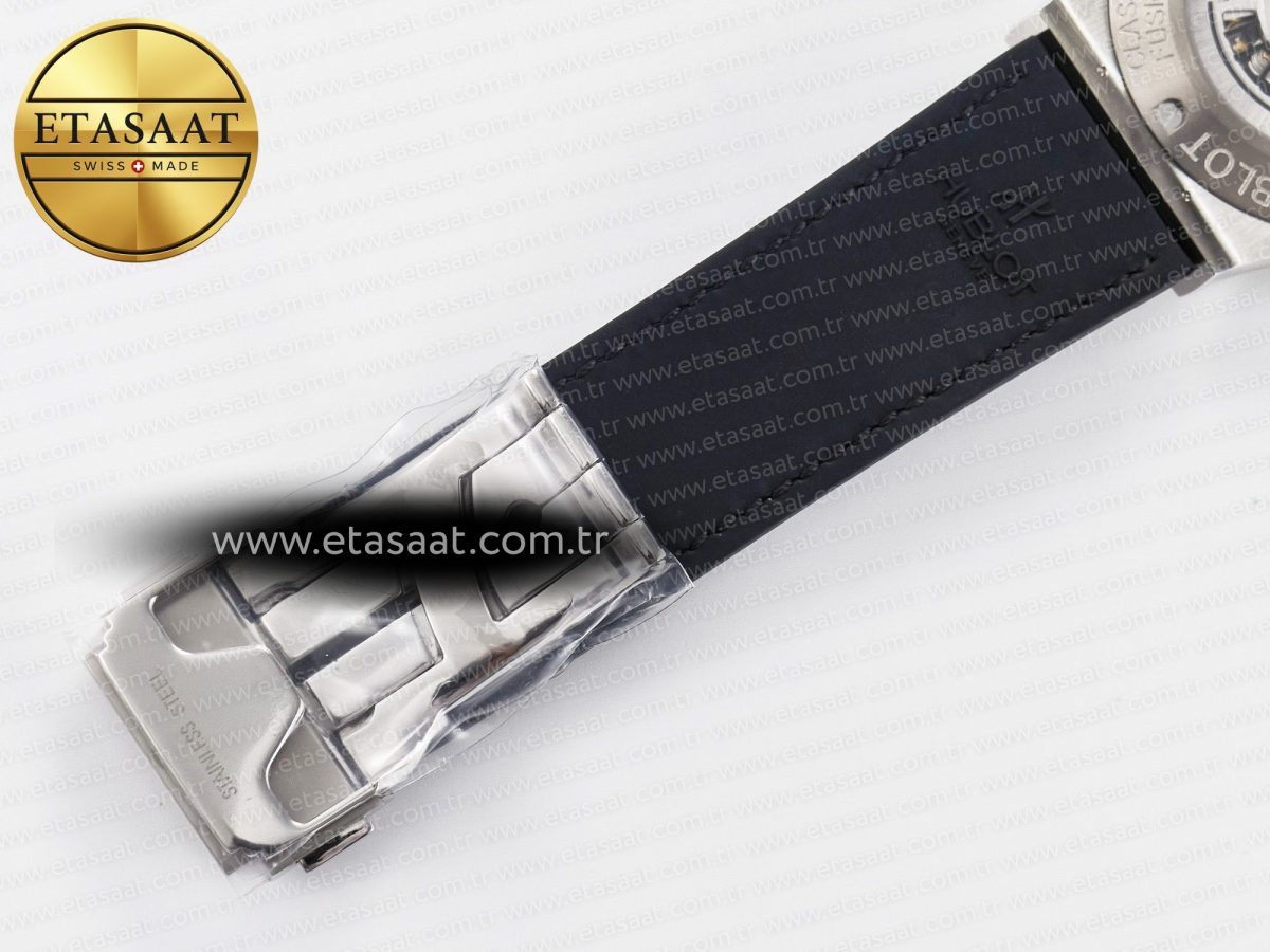 Hublot Classic Fusion 42mm SS JJF 1:1 Best Edition Black Dial on Black Gummy Leather Strap - Görsel 23