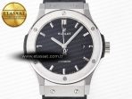 Hublot Classic Fusion 42mm SS JJF 1:1 Best Edition Black Dial on Black Gummy Leather Strap - Görsel 4