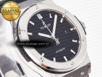 Hublot Classic Fusion 42mm SS JJF 1:1 Best Edition Black Dial on Black Gummy Leather Strap - Görsel 5