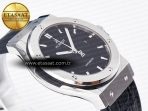 Hublot Classic Fusion 42mm SS JJF 1:1 Best Edition Black Dial on Black Gummy Leather Strap - Görsel 7