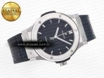 Hublot Classic Fusion 42mm SS JJF 1:1 Best Edition Black Dial on Black Gummy Leather Strap - Görsel 8