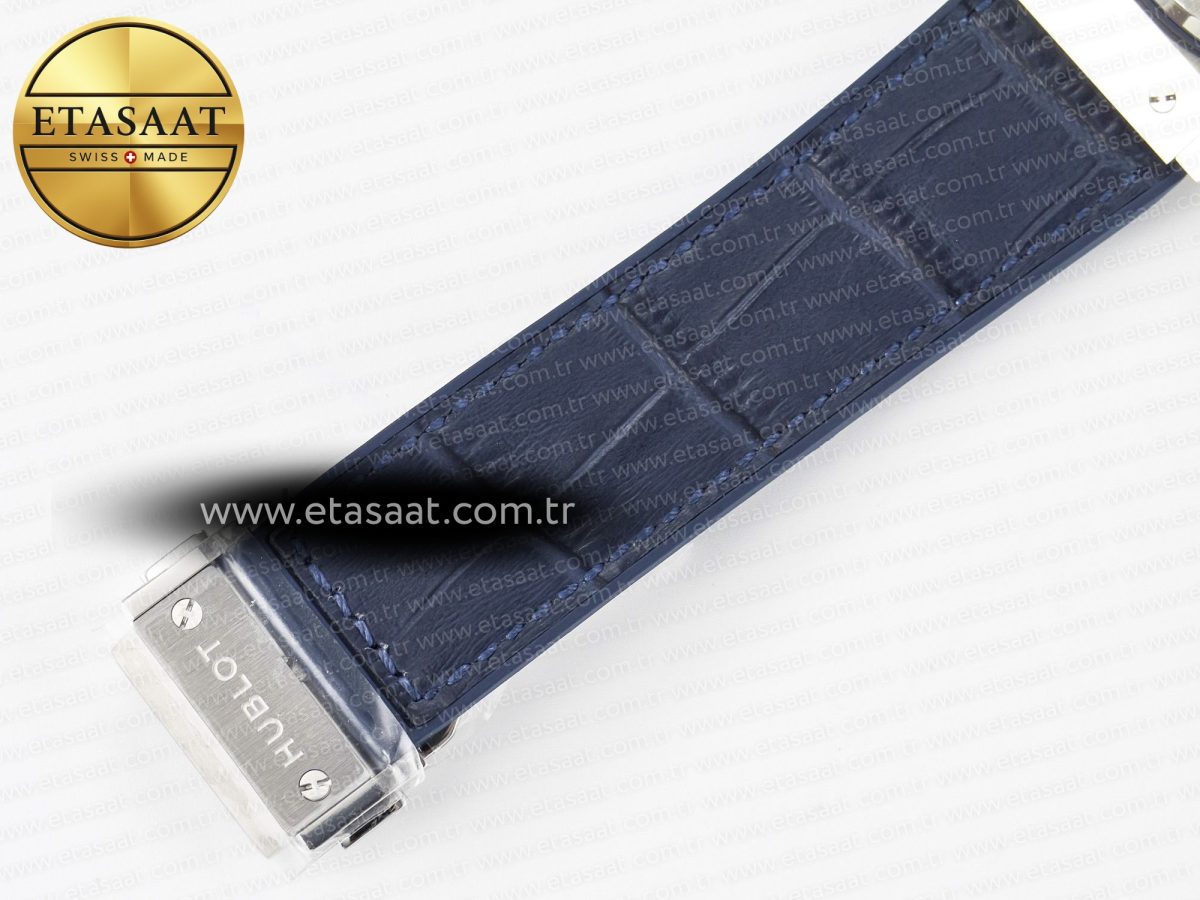 Hublot Classic Fusion 42mm SS JJF 1:1 Best Edition Blue Dial on Blue Gummy Leather Strap - Görsel 22