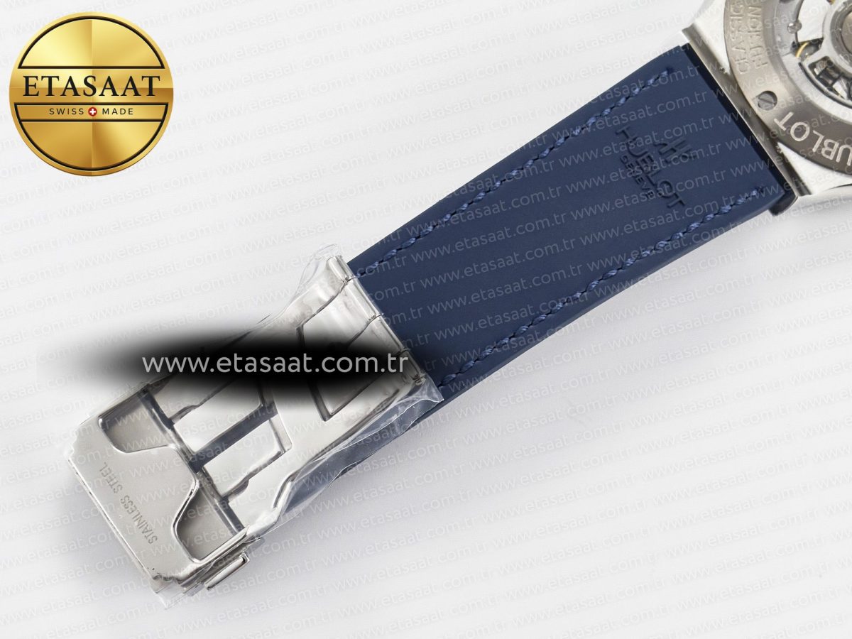 Hublot Classic Fusion 42mm SS JJF 1:1 Best Edition Blue Dial on Blue Gummy Leather Strap - Görsel 23