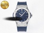Hublot Classic Fusion 42mm SS JJF 1:1 Best Edition Blue Dial on Blue Gummy Leather Strap - Görsel 3