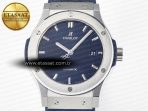 Hublot Classic Fusion 42mm SS JJF 1:1 Best Edition Blue Dial on Blue Gummy Leather Strap - Görsel 4