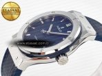 Hublot Classic Fusion 42mm SS JJF 1:1 Best Edition Blue Dial on Blue Gummy Leather Strap - Görsel 6