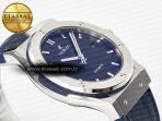 Hublot Classic Fusion 42mm SS JJF 1:1 Best Edition Blue Dial on Blue Gummy Leather Strap - Görsel 7