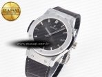 Hublot Classic Fusion 42mm SS JJF 1:1 Best Edition Gray Dial on Black Gummy Leather Strap