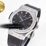 Hublot Classic Fusion 42mm SS JJF 1:1 Best Edition Gray Dial on Black Gummy Leather Strap
