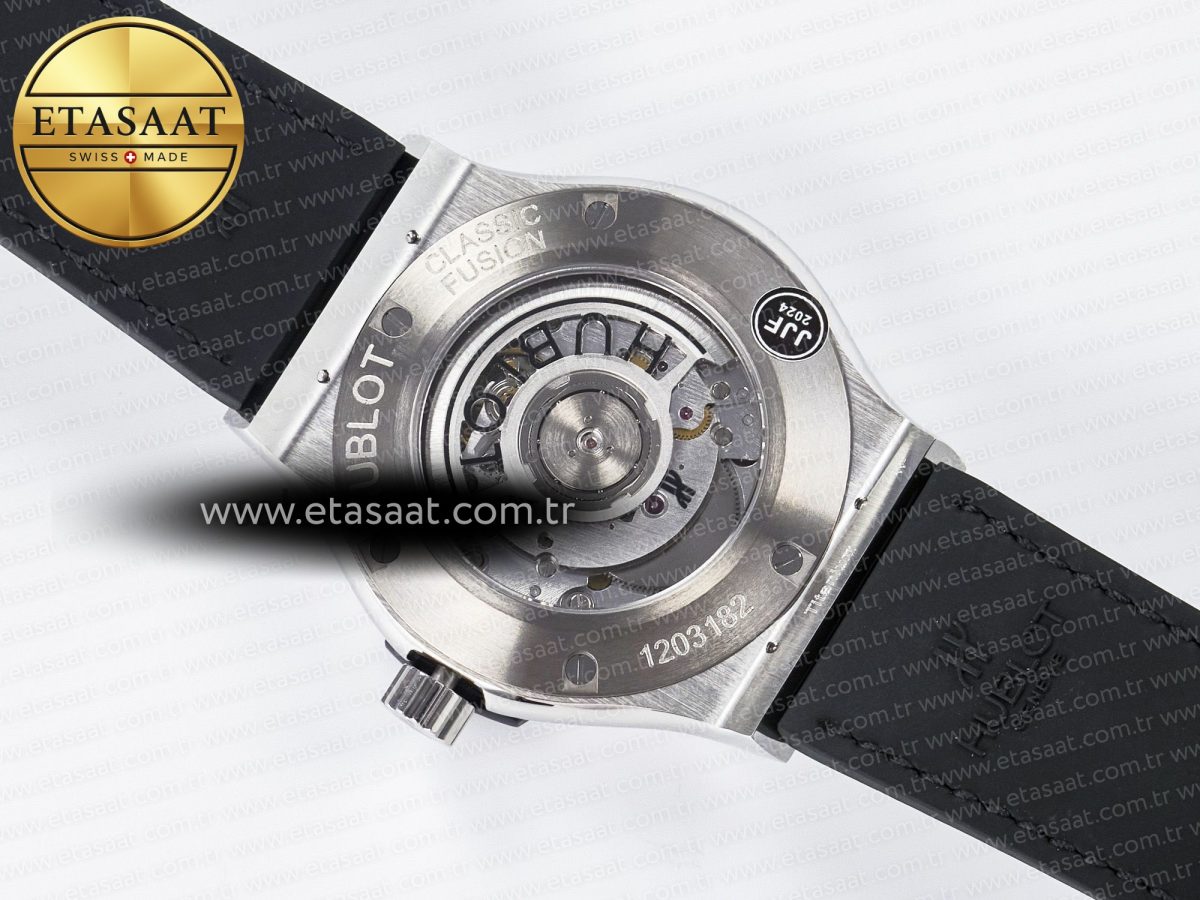 Hublot Classic Fusion 42mm SS JJF 1:1 Best Edition Gray Dial on Black Gummy Leather Strap - Görsel 17