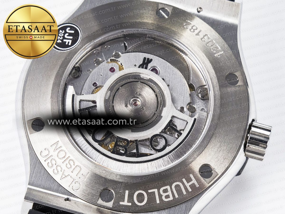 Hublot Classic Fusion 42mm SS JJF 1:1 Best Edition Gray Dial on Black Gummy Leather Strap - Görsel 18