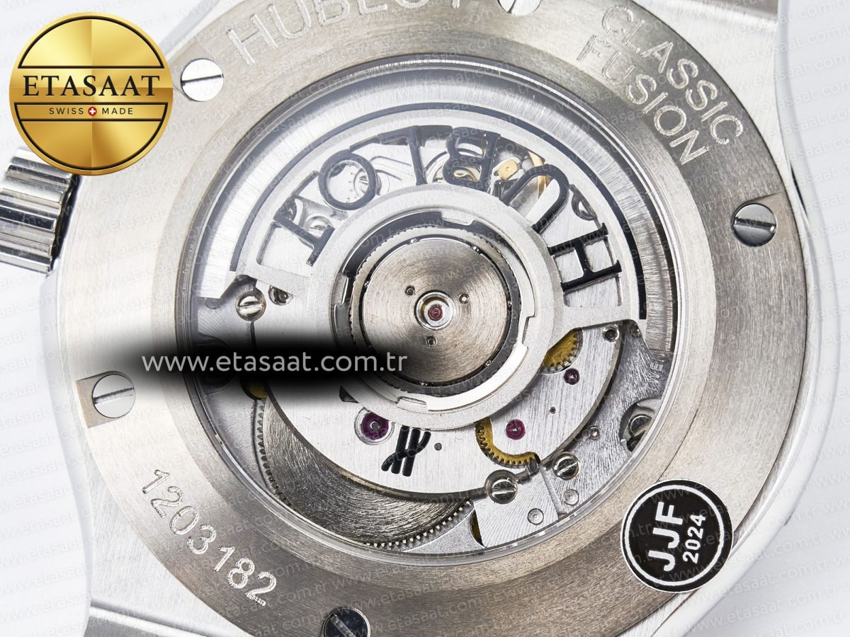 Hublot Classic Fusion 42mm SS JJF 1:1 Best Edition Gray Dial on Black Gummy Leather Strap - Görsel 19